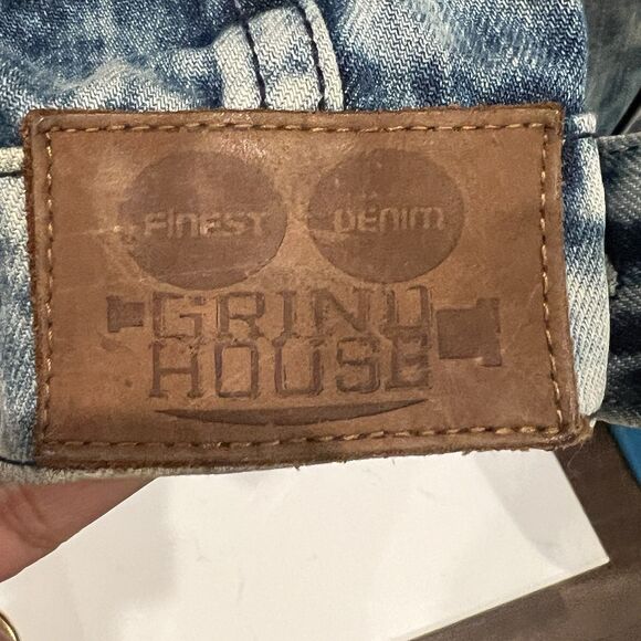 Grindhouse Denim Jacket Mens L Distressed Graffiti Paint Splatter Skull Street - Picture 9 of 12